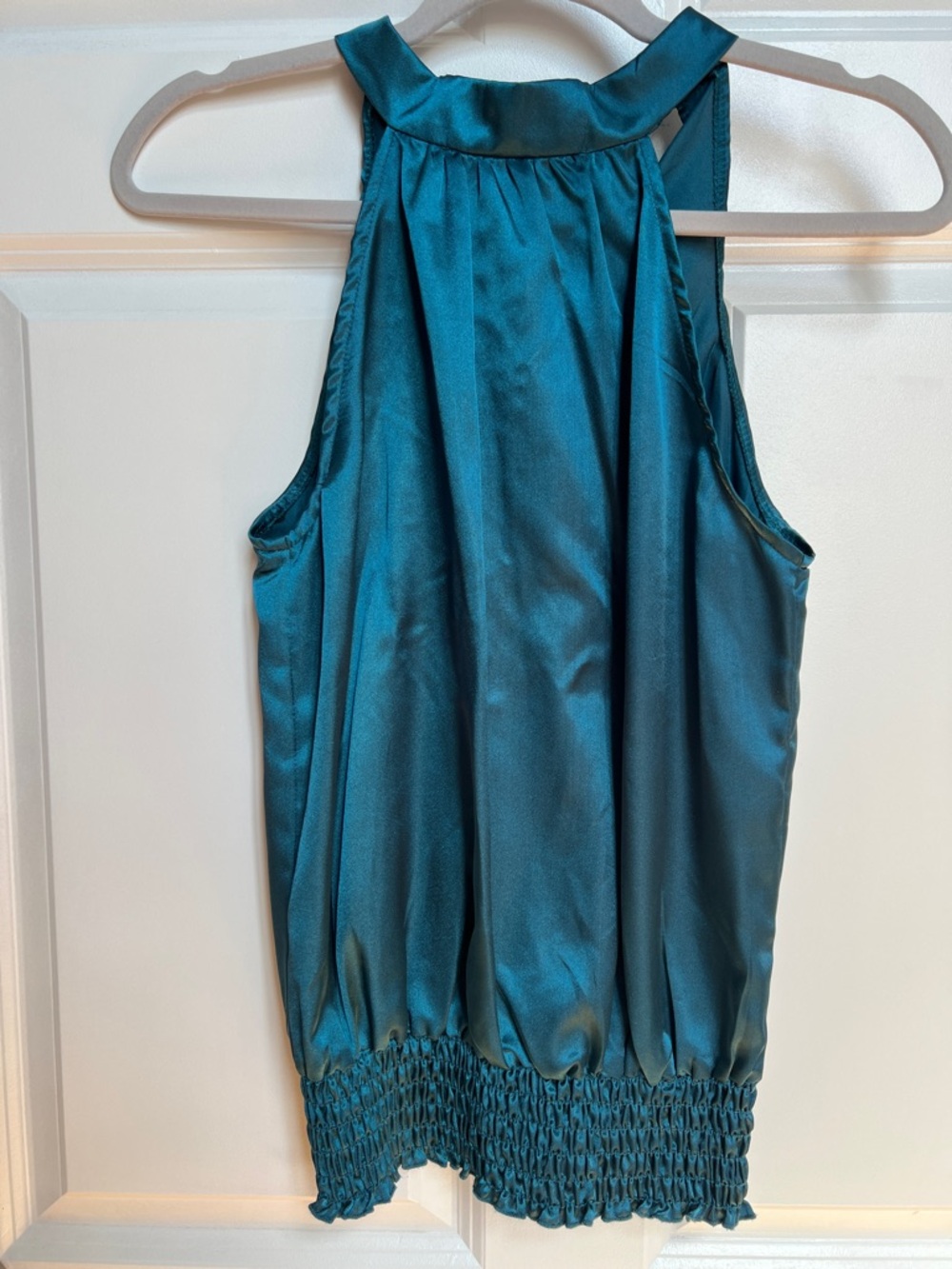 Teal Satin Halter Blouse by Tempted